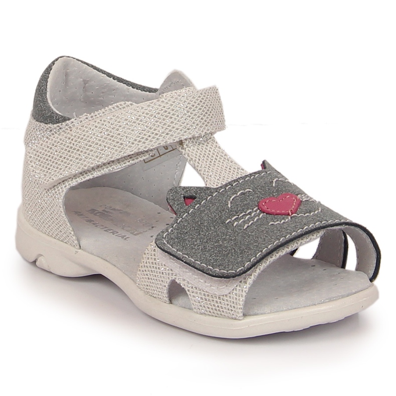 Mädchensandalen mit Klettverschluss Kätzchen Kornecki 6859 silber- grau