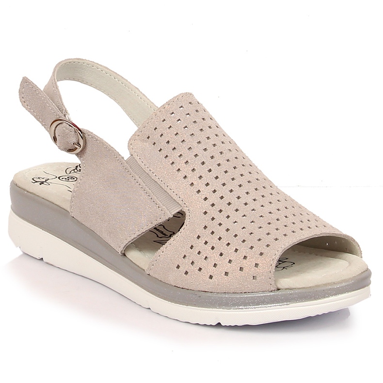Bequeme Ledersandalen mit einem elastischen T.Sokolski beige