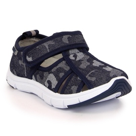 Turnschuhe für Jungen mit durchbrochenem Atletico-Camouflage-Klettverschluss marineblau blau