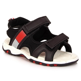 Schwarze American Club Jungensandale mit Klettverschluss