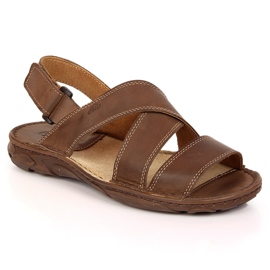 EKO Herrensandalen aus braunem Leder mit Klettverschluss ECO