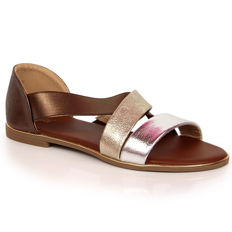 Damensandalen mit Gummiband, gold Jezzi golden
