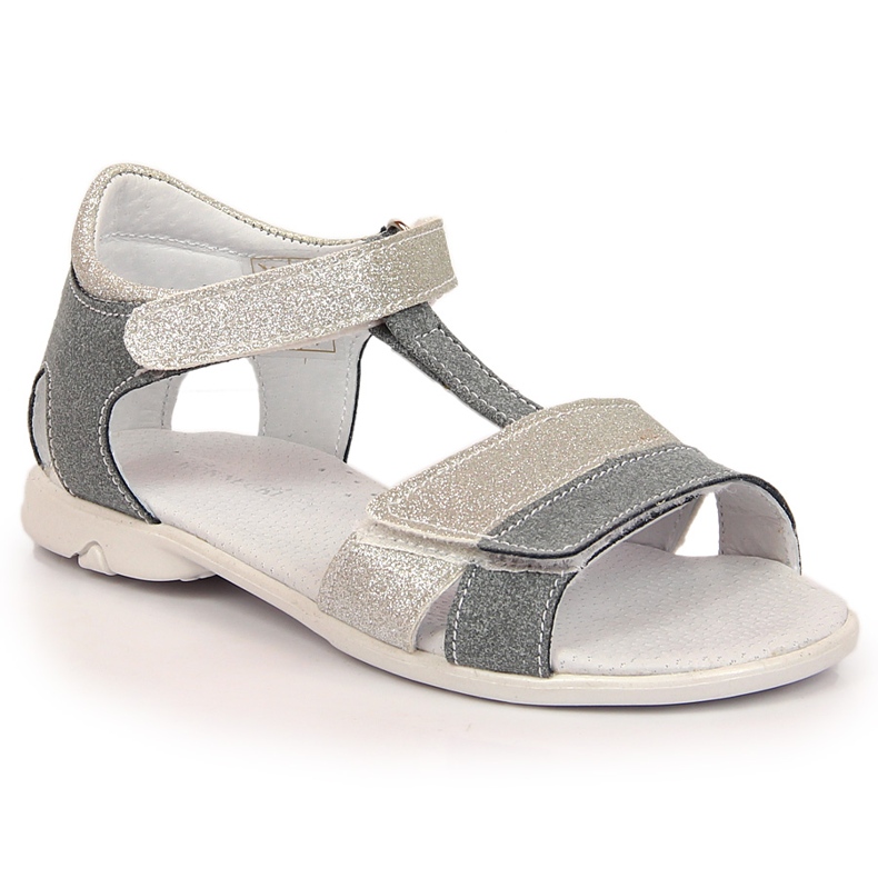 Mädchensandalen mit Klettverschluss Silber Kornecki 6323 silber- grau