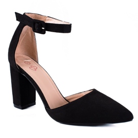 SHELOVET Wildleder-Pumps auf einer Säule schwarz