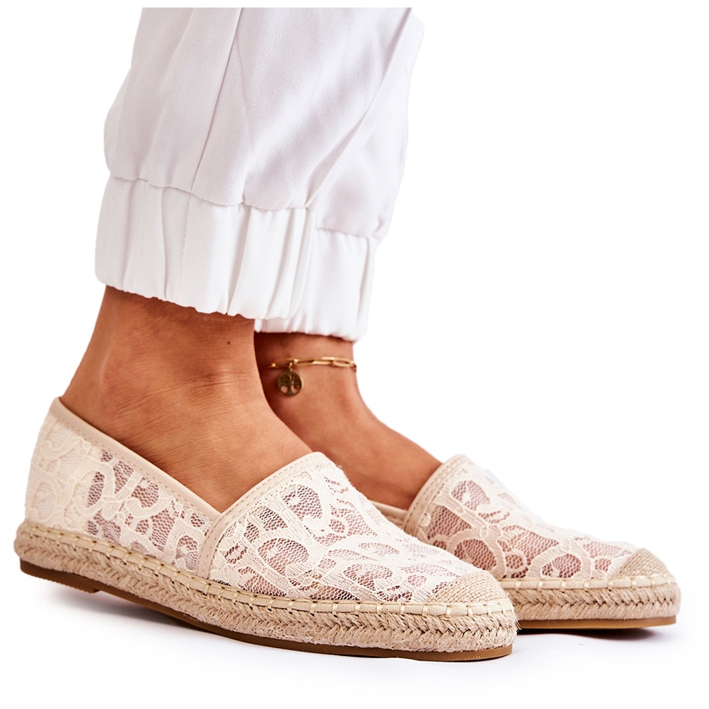 S.Barski Klassische Damen-Espadrilles Openwork Beige Catris