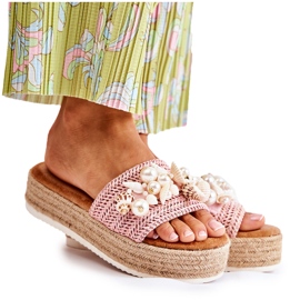 PS1 Damenhausschuhe auf der Plattform mit Muscheln Pink Tolia rosa