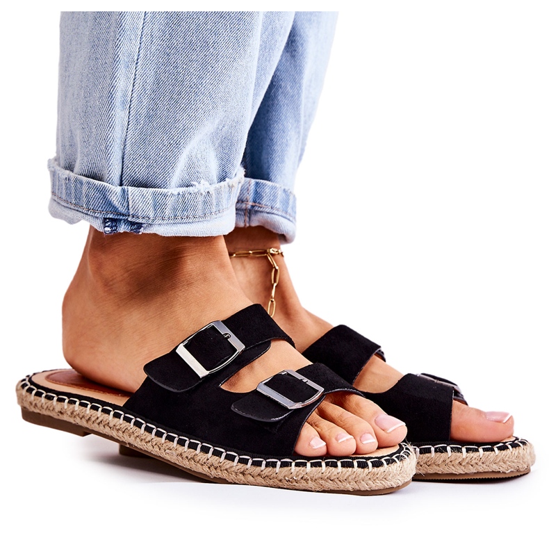 PG1 Klassische Wildleder Damenhausschuhe Schwarz Casilda