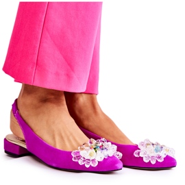 Wildleder-Ballerinas auf High Heels mit dunkelrosa Elena-Dekoration