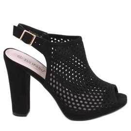 Sydney Schwarz durchbrochene Sandalen