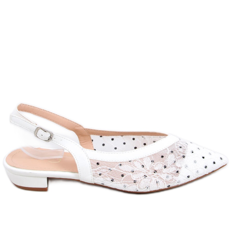 Spitzenballerinas ohne Absatz Margo White weiß