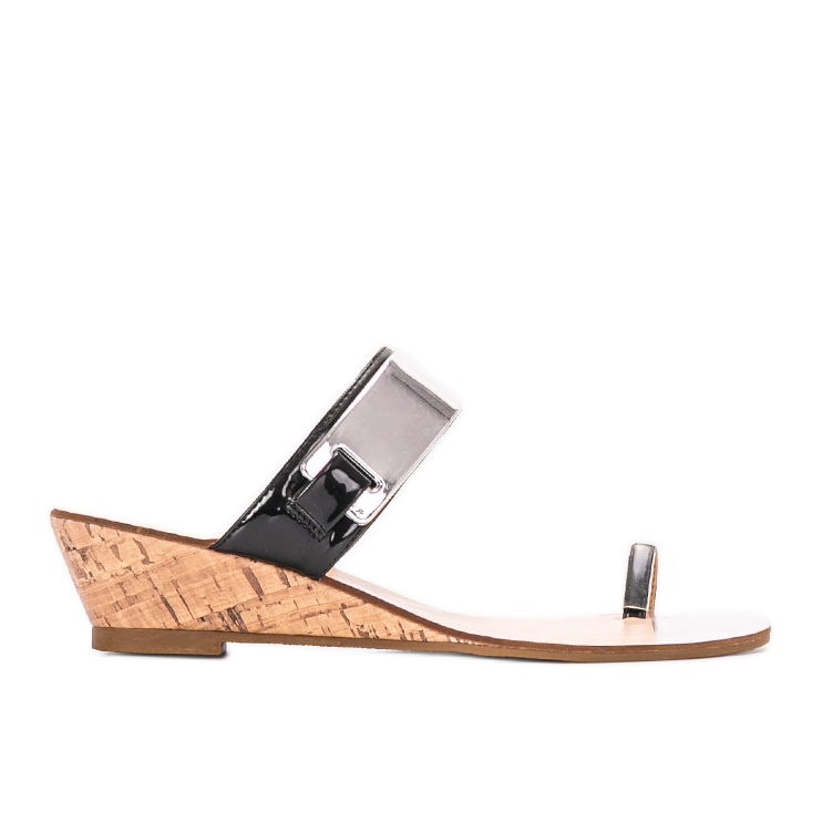 Schwarze offene Keilpantoffeln Trentino