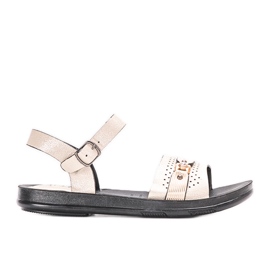 Beige Lehti Damensandalen mehrfarbig