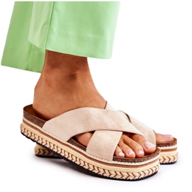 PG1 Wildlederhausschuhe für Damen auf einer beigefarbenen Jossie-Plattform