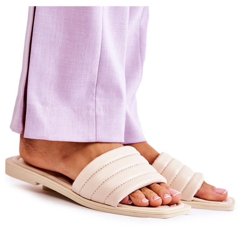 PG1 Damen Lederhausschuhe mit Steppung Beige Raula