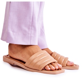 PG1 Damen Lederhausschuhe mit Steppung dunkelbeige Raula