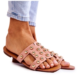 PG1 Klassische Damenhausschuhe mit Verzierungen Pink Scotlyn rosa