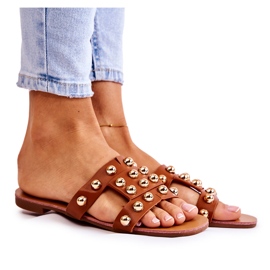 PG1 Klassische Damenhausschuhe mit Verzierungen Brown Scotlyn braun