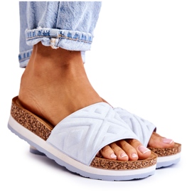 PG1 Damen-Wildlederhausschuhe auf einer massiven blauen Heritta-Plattform