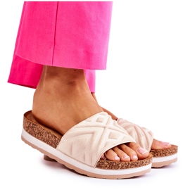 PG1 Damen-Slipper aus Wildleder auf massivem Plateau Beige Heritta