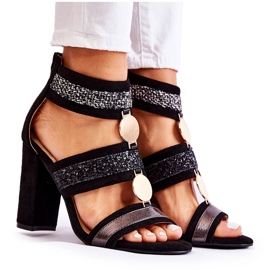 FE1 Damensandalen auf High Heel Black Laurita schwarz