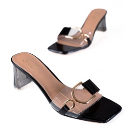 SHELOVET Transparente Laschen am Pfosten schwarz