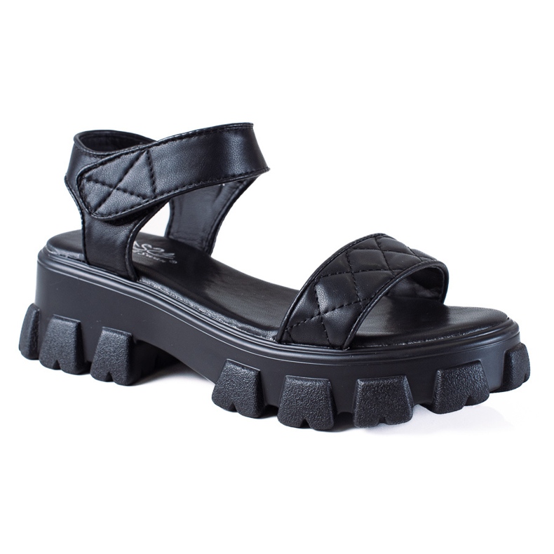 SHELOVET Sandalen mit Klettverschluss schwarz