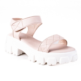 SHELOVET Sandalen mit Klettverschluss beige