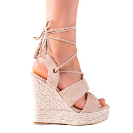 SHELOVET Espadrilles Hoch gebundene Sandalen beige
