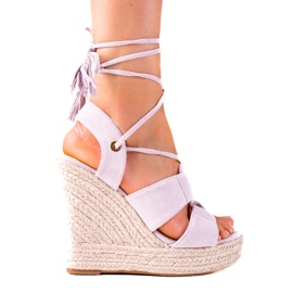 SHELOVET Espadrilles Hoch gebundene Sandalen lila