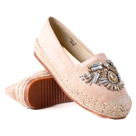 SHELOVET Espadrilles mit Kristallen beige