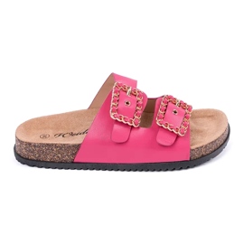 Hausschuhe mit dekorativen Schnallen rosa