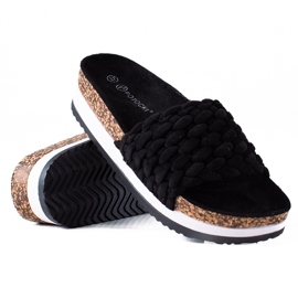 W. Potocki Geflochtene Potocki-Hausschuhe schwarz