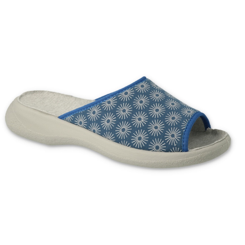 Befado Damen-Pu-Hausschuhe 442D198 blau mit Blumen