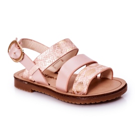 Kinder-Sandalen mit glänzendem Schlangenmuster, Rosa