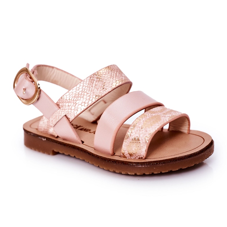 Kinder-Sandalen mit glänzendem Schlangenmuster, Rosa