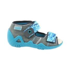 Befado Kinderschuhe Sandalen mit Ledereinsatz 350P062 blau grau