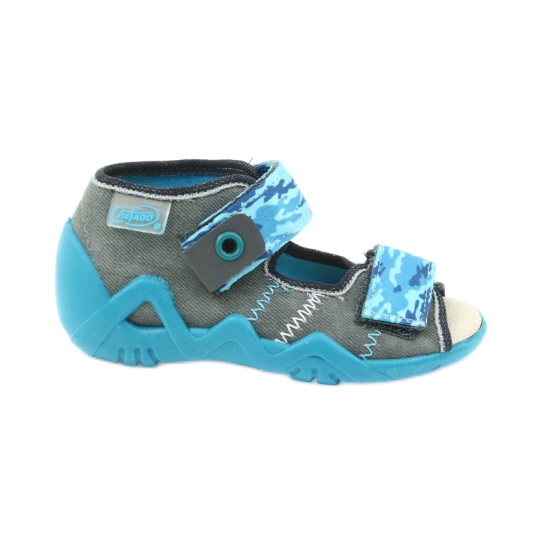 Befado Kinderschuhe Sandalen mit Ledereinsatz 350P062 blau grau