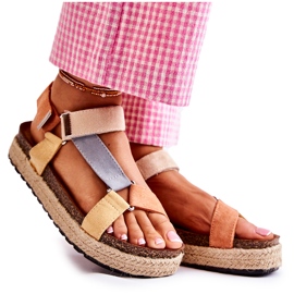 FB1 Damensandalen für den Sommer Beige-Gelb Galia braun orange