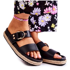 FB1 Modische schwarze Penelope-Hausschuhe für Damen