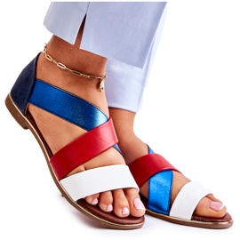 PE1 Ledersandalen mit geripptem Apulienblau weiß rot marineblau