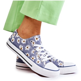 PS1 Niedrige Damenturnschuhe Janey mit blauen Blumen