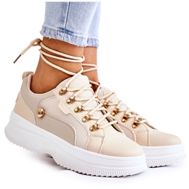 PG1 Damen Sport Lederschuhe Beige Salmira