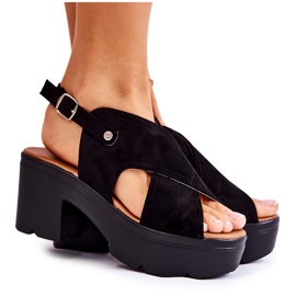 PG1 Wildleder Schwarze Sandalen auf Ferse Arlena