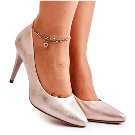 Sergio Leone Klassische Lederstilettos Magisch mit Gold gerieben golden