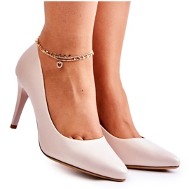 Sergio Leone Classic Pearl Leather Stilettos Beige Magisch