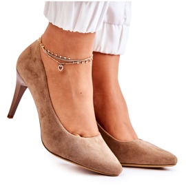 Sergio Leone Klassische magisch braune Wildleder-Stilettos beige