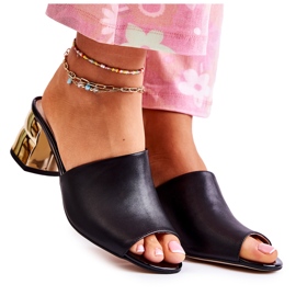 PA2 Damenhausschuhe aus Leder mit Absatz Schwarz Perry