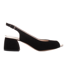 Marco Shoes Schwarze Wildledersandale mit stabilem Absatz