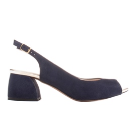 Marco Shoes Sandale aus marineblauem Wildleder mit stabilem Absatz