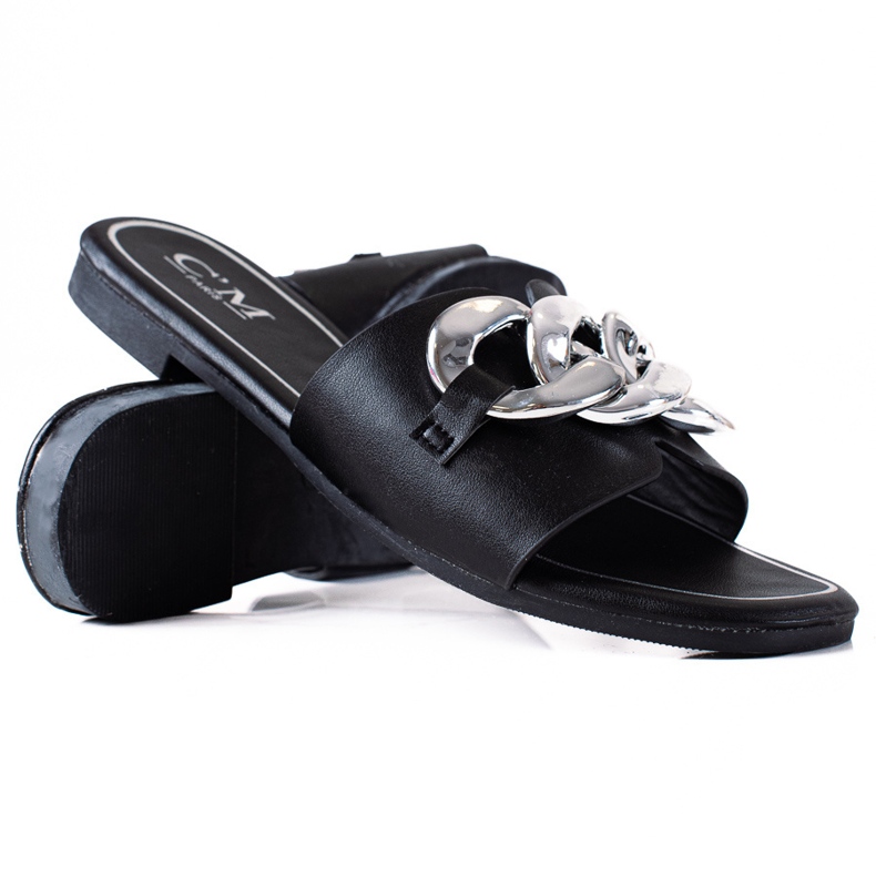 SHELOVET Hausschuhe mit Kette schwarz